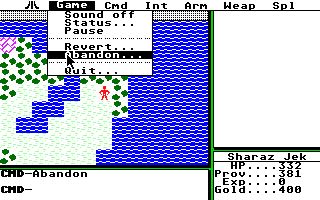 [Screen-shot: Abandon game]